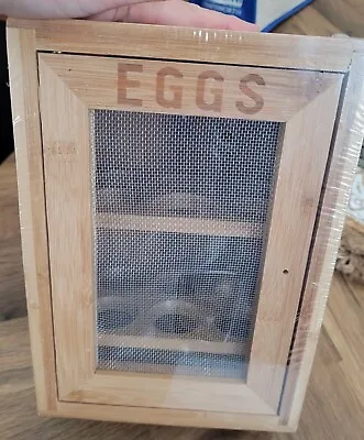 £7.99 • Buy Egg Bambo Cupboard Cabinet Storage Wooden Egg Rack 12 Eggs. Heavy Wood New Bnwt 