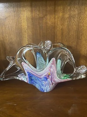 Vintage Murano Art Glass Napkin/Letter Holder— Small Crack See Picture • $20