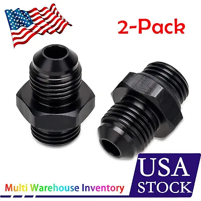 2PCS -6AN To -6 ORB O-ring Boss Flare Adapter 6AN Fitting Black Aluminum • $7.55