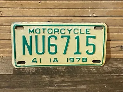 Vintage IOWA 1978 -Motorcycle License Plate -NU6715 • $15.50