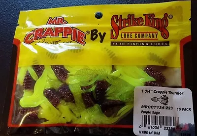 Mr. Crappie By Strike King 1.75  Crappie Thunder Purple Sage 15 Count New • $5.99