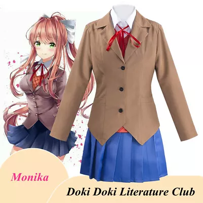 Uniform Literature Club Sayori Yuri Natsuki Monika Costume Cosplay Party Dress • £18.96