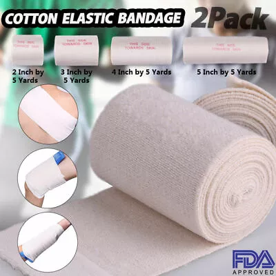 2 3 4 6'' Inch Cotton Elastic Bandage Compression Tape Hook And Loop LATEX-FREE • $7.59