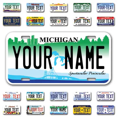 Custom State License Plates With Personalized Text Car 12x6- Moto 7x4 - Bike 6x3 • $17.99