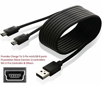 $22 • Buy USB Twin Charging Cable For PS3 Playstation VR V1 Move Wii U Pro Controller