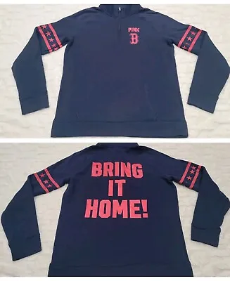 Women's L Boston Red Sox 1/4 Zip Sweatshirt Pink Victoria Secret 5th & Ocean • $19.91