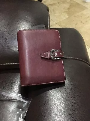 Franklin Covey Leather Burgundy Day Planner Organizer Notebook Cover Case Slots • $25