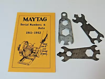 Vintage (3) Diff. Maytag Wrenches Multi-Tools Engine Wrench + Booklet 1911-1952 • $34.50