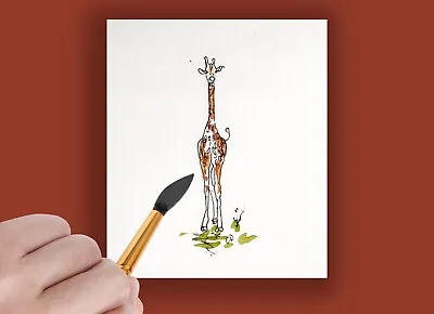 ACEO Art Card Giraffe Original Watercolour Giraffe Art Signed One-off Painting • £0.99