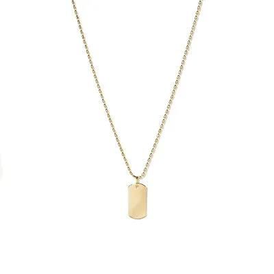 $129.95 • Buy Solid 14k Gold Dog Tag Initial Necklace - Monogram Necklace - Personalized Neckl