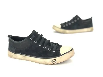 Ugg Australia Evera Sneaker Shoes Black White 1888 Lace Up Suede Women’s Sz 7.5 • $14.14