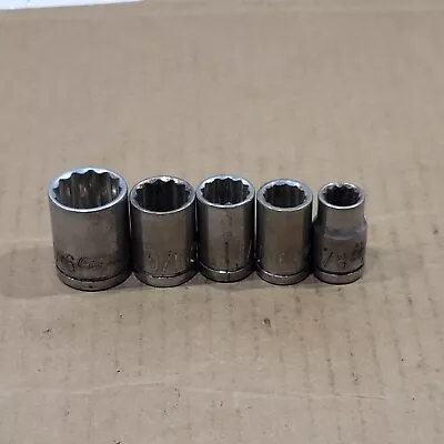 Vintage Channel Lock 3/8 Drive 12pt Socket Set 5Pc 11/16 9/16 1/2 7/16 3/8  • $8.09