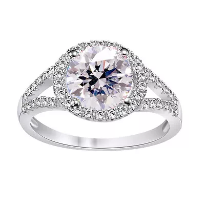 $1.48 • Buy 3.00 Ct =White Solitaire Simulated Diamond Engagement 925 Sterling Silver Ring