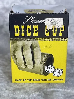 Vintage Leather Dice Cup With Box Pleasantime Games No. 6 Deluxe Bunco Cup (B3) • $26.25