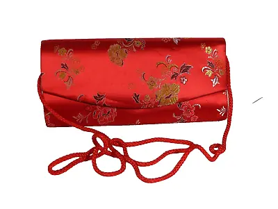 Marlo Red Floral Fabric Crossbody Handbag Shoulder Bag Purse 46  Cord Strap NWOT • $19.20