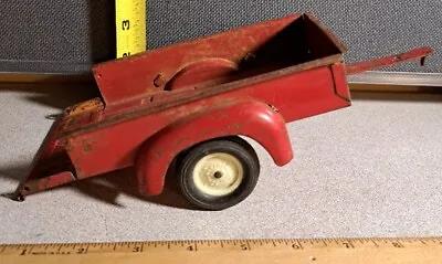 Vintage Truck Trailer Toy Diecast Pressed Metal With Tailgate Red #2320L211 • $39