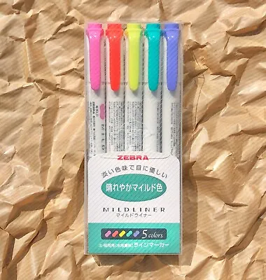 Zebra - Mildliner Highlighter Marker Set Of 5 - Refresh And Bright - TRACKED • $10.95