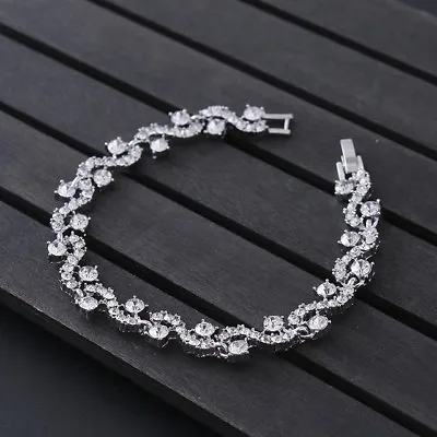 £6.99 • Buy  Silver Plated MADE WITH SWAROVSKI CRYSTALS Tennis Bracelet GIFT Xmas 3 Colours