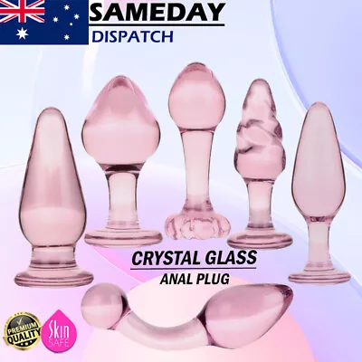 Anal Plug Crystal Glass Thruster Anal Beads Dildo Dong Butt Plug Unisex Sex Toy • $19.95