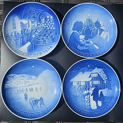 (4) Bing & Grondahl Copenhagen Christmas Plates Blue Porcelain B&G 1968 1971-73 • $39.99