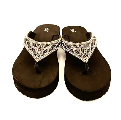 H2K Black And Clear Crystal Sandals Size 9 • $23.99