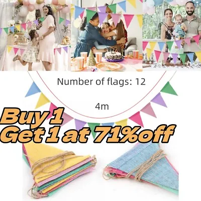£3.22 • Buy Bunting Banner 4M×12 Triangle Flags Outdoor Bunting For Garden Waterproof
