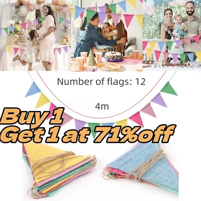 £3.22 • Buy Bunting Banner 4M×12 Triangle Flags Outdoor Bunting For Garden Waterproof