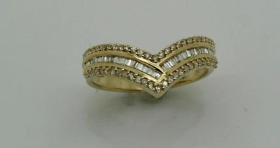 $104.99 • Buy V-Shape 2Ct Baguette Cut Diamond Lab Created 14K Yellow Gold Finish Women's Ring
