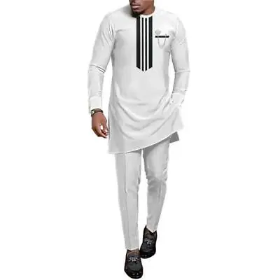 2023 African Men Dashiki Long Sleeve 2 Piece Set Traditional Africa Clothing • $38.99