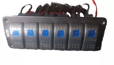 6 Gang Metal Rocker Switch Panel W/ LED Circuit Breaker Fuse Box Car Marine Boat • $20