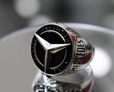 Sterling Silver Handmade Jewelry Mercedes Benz Car Logo Men's Ring All Size • $89