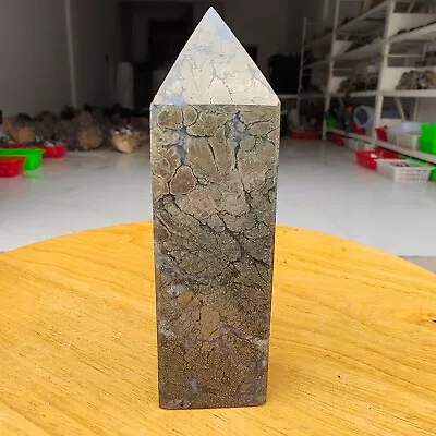 370g New Find Natural Beauty Pyrite Flower Grow With Agate Obelisk Healing V922 • $32.95