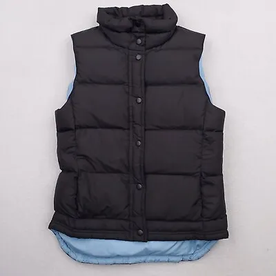 Vintage J Crew Vest Womens Extra Small Black Blue Down Puffer Quilted Outdoor • $31.49