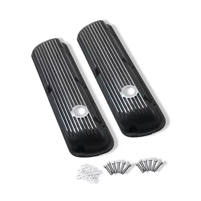 For Ford Small Block SBF 289 351W 64-73 Black Aluminum Finned Short Valve Covers • $94.69