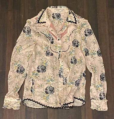 Coach 1941 Floral Dog Snap Shirt Cowboy Fringes Womens  155/84A RARE VINTAGE • $52