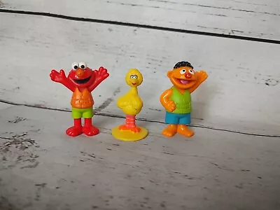  Sesame Street  Bert Big Bird  Elmo 2.5 Inch Figures Lot Of 3 Cake Toppers Toys • $8