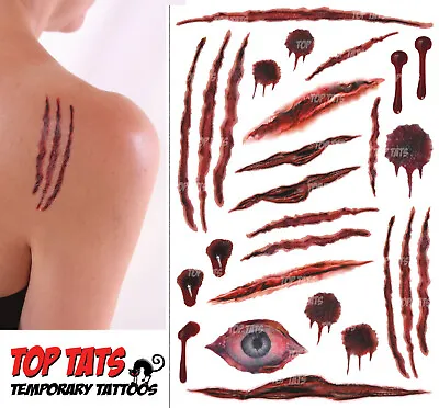 First Class Scratches Scars/wounds/cuts Halloween Fancy Dress Fake Blood Tattoos • £3.99