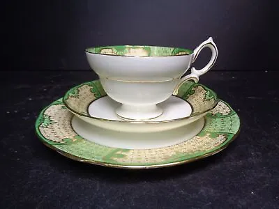 Hammersley Jenners Edinburgh No1927/1 - Tea Trio Cup Saucer Plate Green & Gold • £9.99