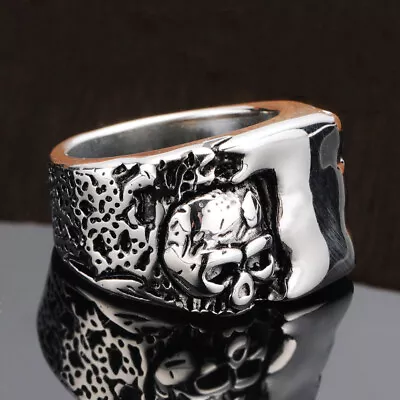 Men's Powerful Gothic Skull Signet Ring Stainless Steel Vintage Biker Skull Ring • $12.98