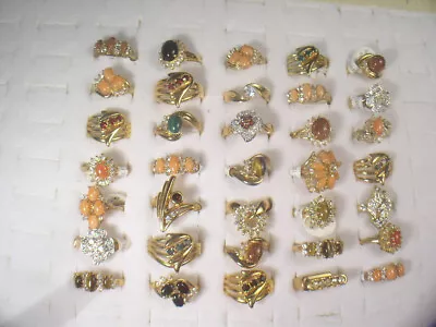 **** 35   Rings  Designer  Semi-precious Gemstone  Crystals Wholesale Lot Gm20 • $89.95