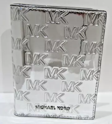 Michael Kors Bedford Passport Travel Silver Metallic Leather Wallet NWT $98 • $49.99