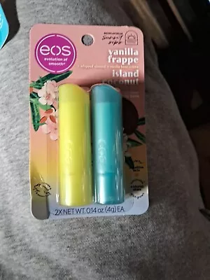 EOS Evolution Of Smooth LIP BALMS NEW SEALED Vanilla Frappe And Island Coconut • $6.29