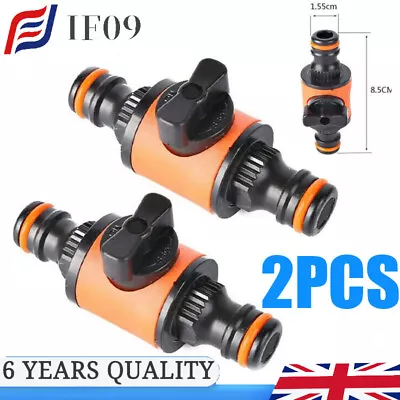 2PCS Garden Hose Pipe In-Line Tap Shut Off Valve Fitting Switch Connector UK • £6.96