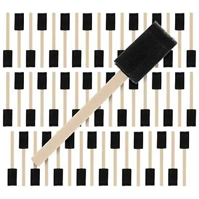 $17.21 • Buy 1 Inch Foam Sponge Wood Handle Paint Brush Set Value Pack Of 50 - Lightweight...