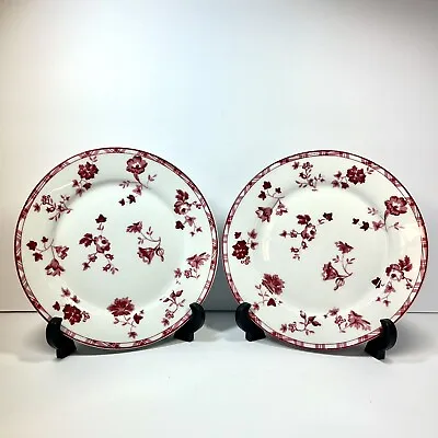 Laura Ashley China Salad Plates (2) Sophia White With Red Flowers • $27