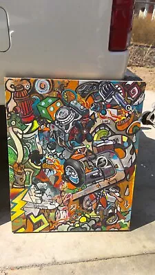 $100 • Buy Original Oil Painting Fire Hydrant Abstract Canvas Judd A Flanders