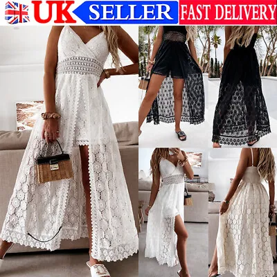 Womens Summer Lace Jumpsuit Beach Playsuit Strappy Romper Wrap Maxi Dress UK❤️ • £6.68