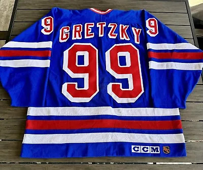 WAYNE GRETZKY New York RANGERS Cosby CCM Authentic NHL Jersey 52 Vintage Ness • $299.99