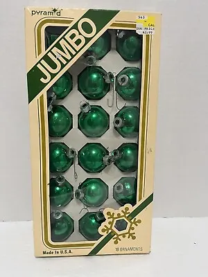 $9.95 • Buy Vintage Rauch Pyramid Jumbo Green Glass Christmas Tree Ornament Balls - 18