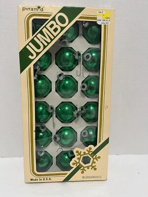 $9.95 • Buy Vintage Rauch Pyramid Jumbo Green Glass Christmas Tree Ornament Balls - 18